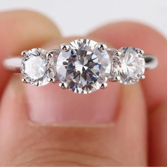 🔥Sterling Silver 925 5CT Certified Moissanite Brilliant Cut Wedding Ring Size 7